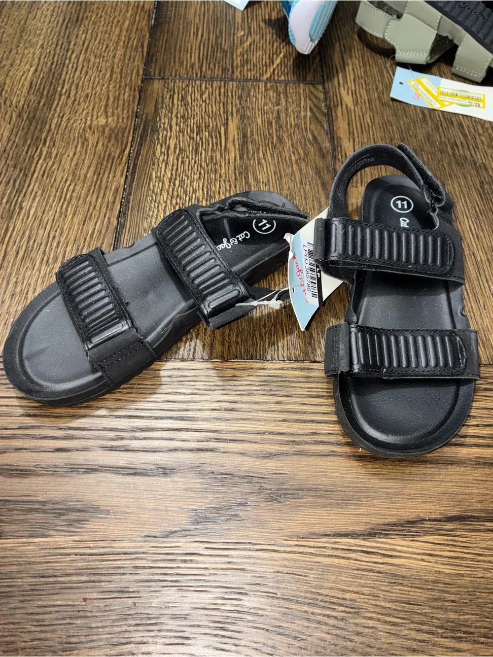 Cat & Jack Black Kids' Adjustable Hook-and-Loop Sandals